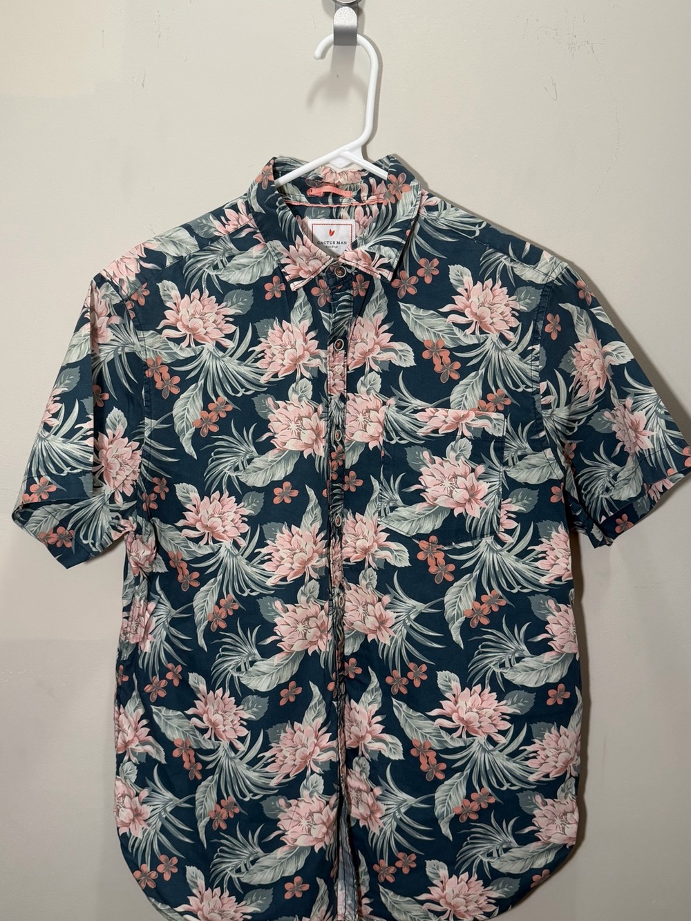 Cactus Man Ricky Singh Men’s Floral Button Up Shirt Slim Fit Size Large